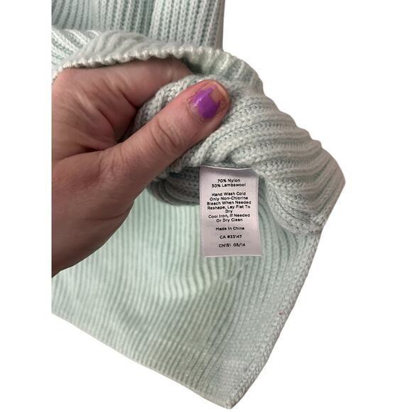 Talbots Womens Color Block Lambswool Blend Sweater Green Gray Cream Size Medium - Picture 5 of 6